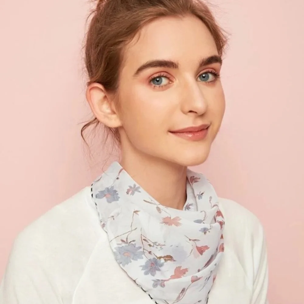 Floral Face Mask & Scarf Adjustable Ear Strips 4 A Comfortable Fit 100% Chiffon